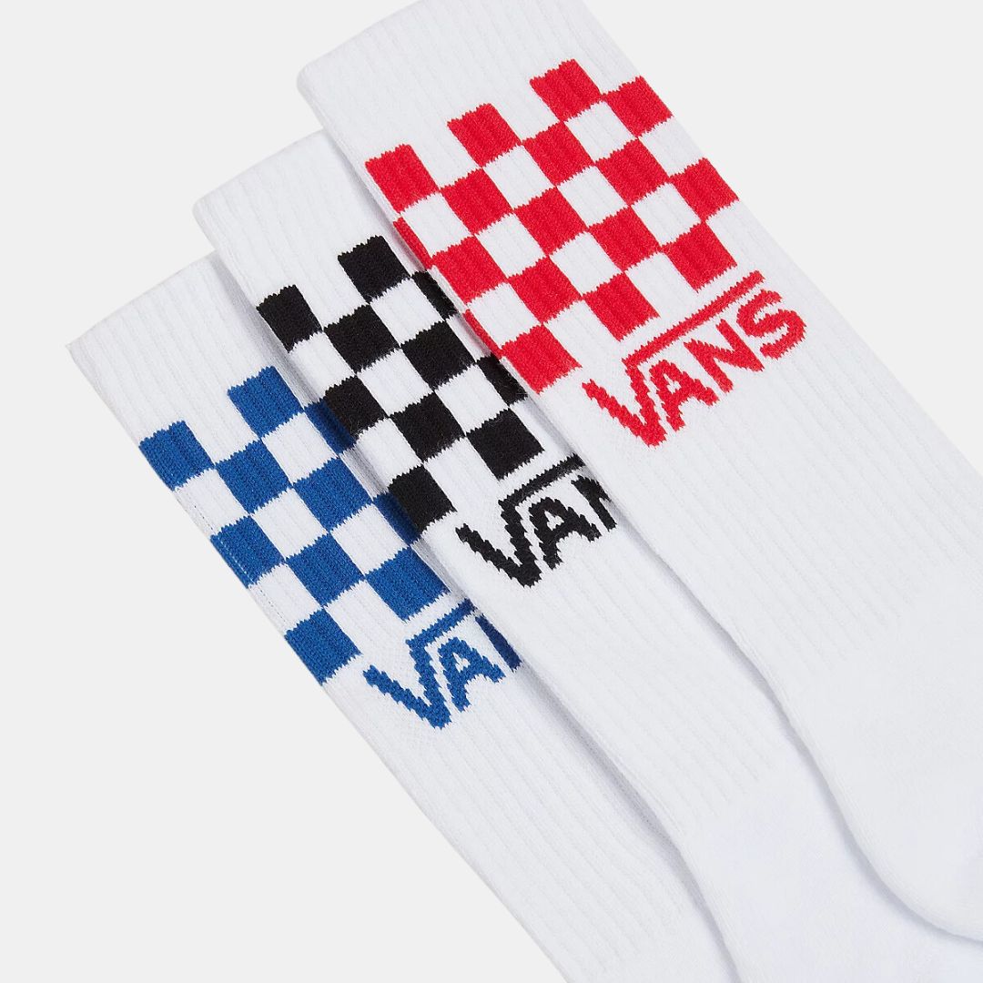 Vans Classic Check Half Crew High Socks White