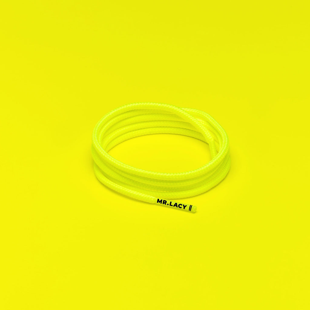 Runnies Round Shoelaces · Neon Lime Yellow