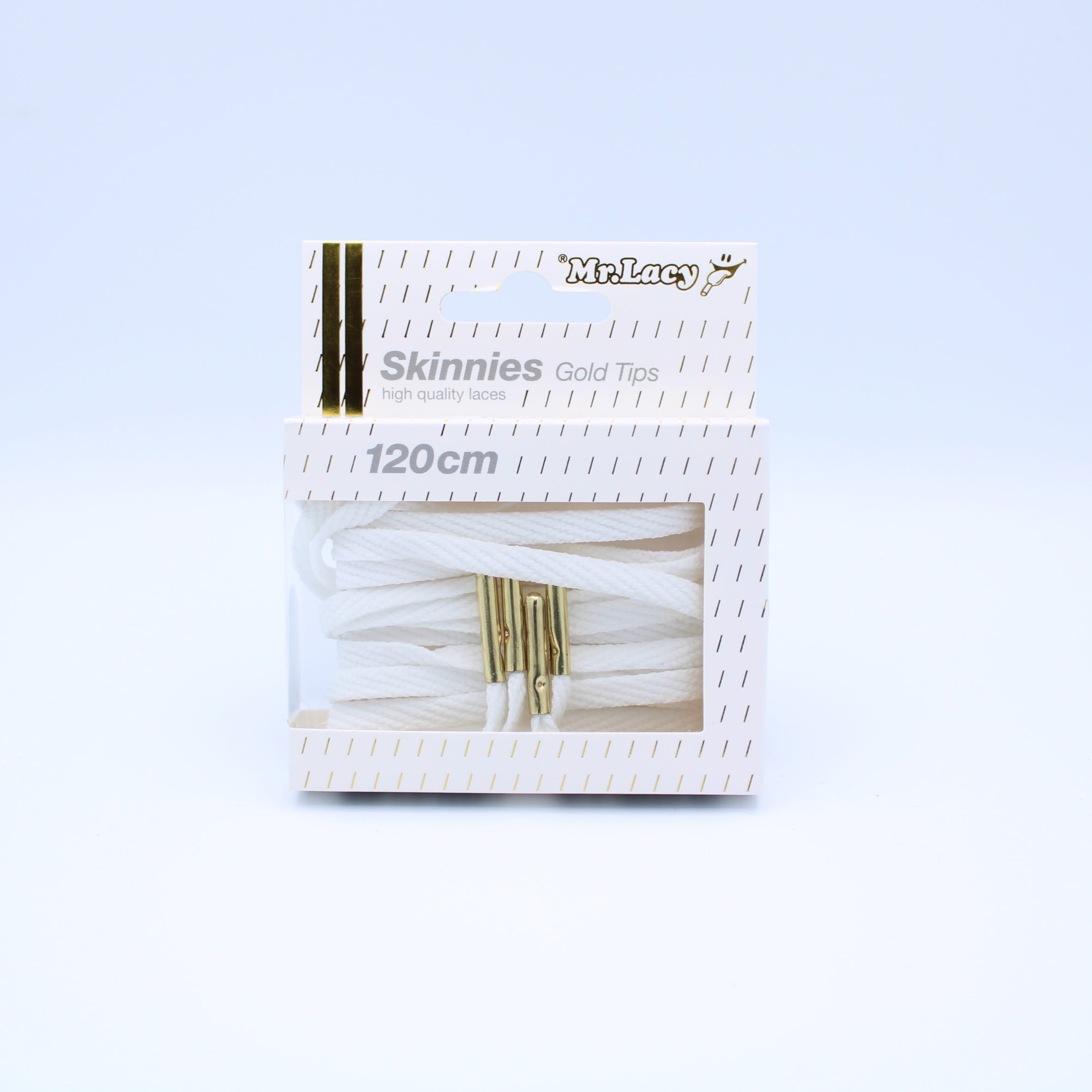 Skinnies Metal Tips Shoelaces · White with Gold Tip